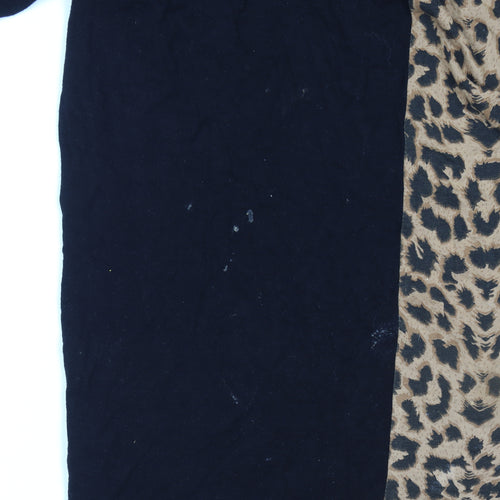 Yours Womens Plus Size 18 Black Leopard Print Relaxed T-Shirt