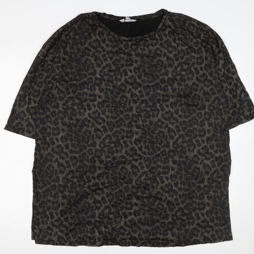 Yours Womens Black Animal Print Cotton Tunic T-Shirt Size 22