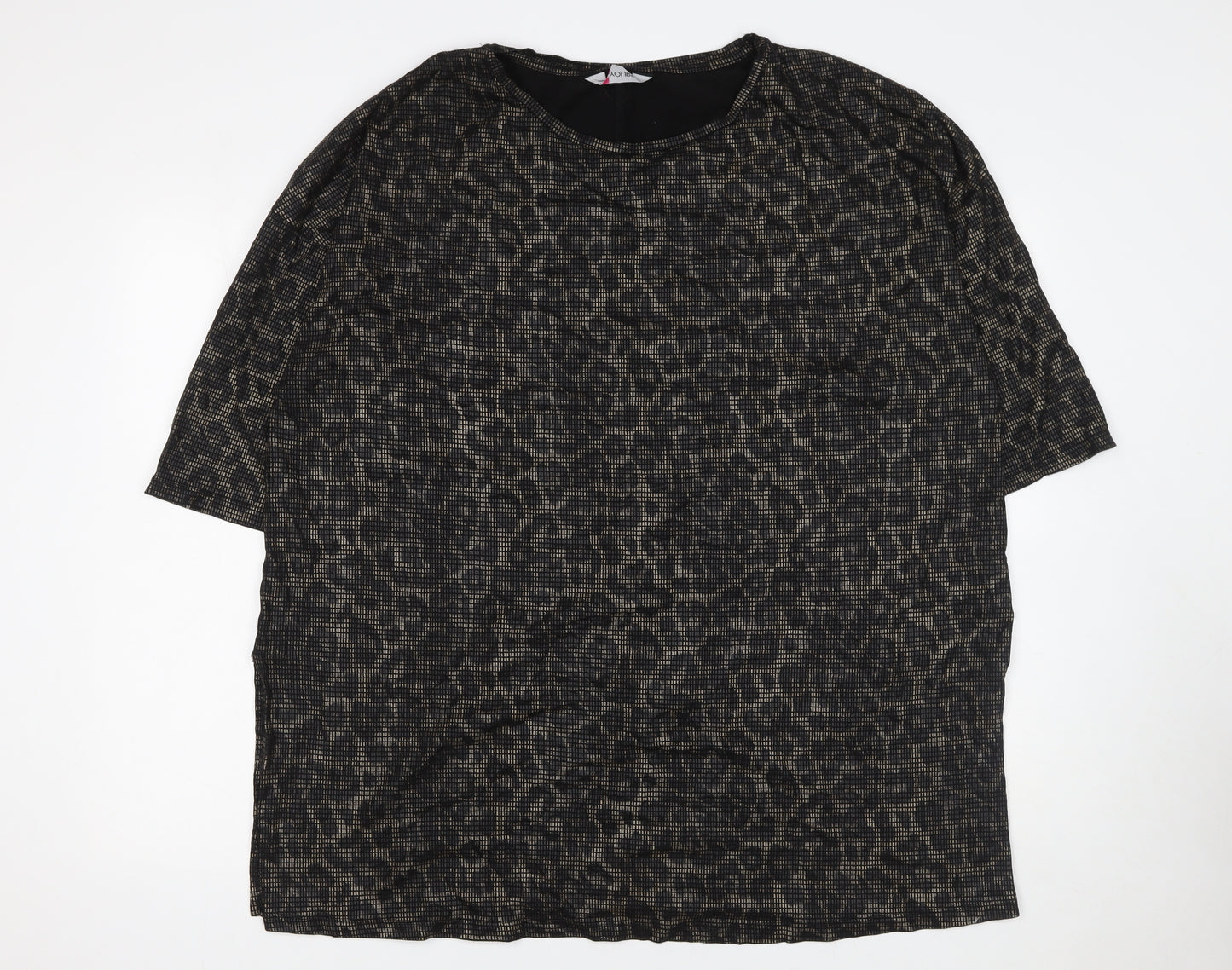 Yours Womens Black Animal Print Cotton Tunic T-Shirt Size 22