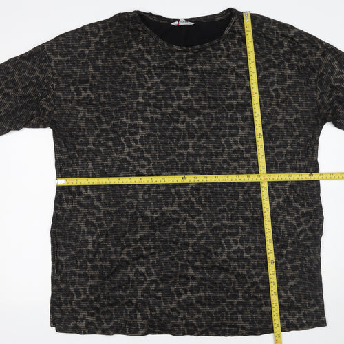 Yours Womens Black Animal Print Cotton Tunic T-Shirt Size 22