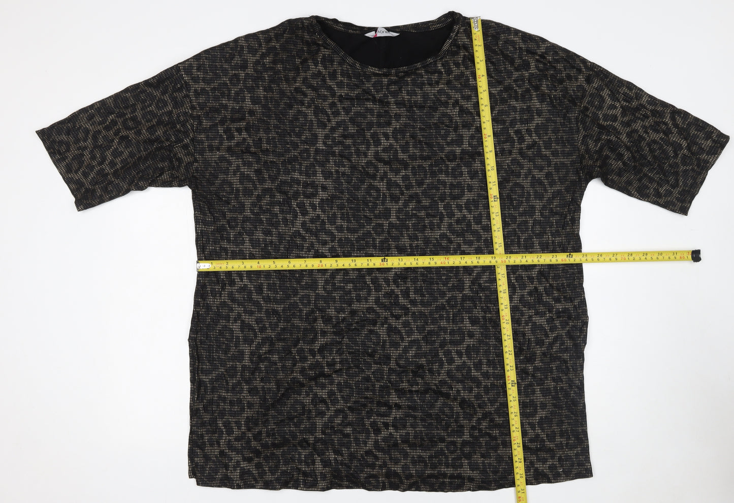 Yours Womens Black Animal Print Cotton Tunic T-Shirt Size 22
