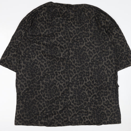 Yours Womens Black Animal Print Cotton Tunic T-Shirt Size 22