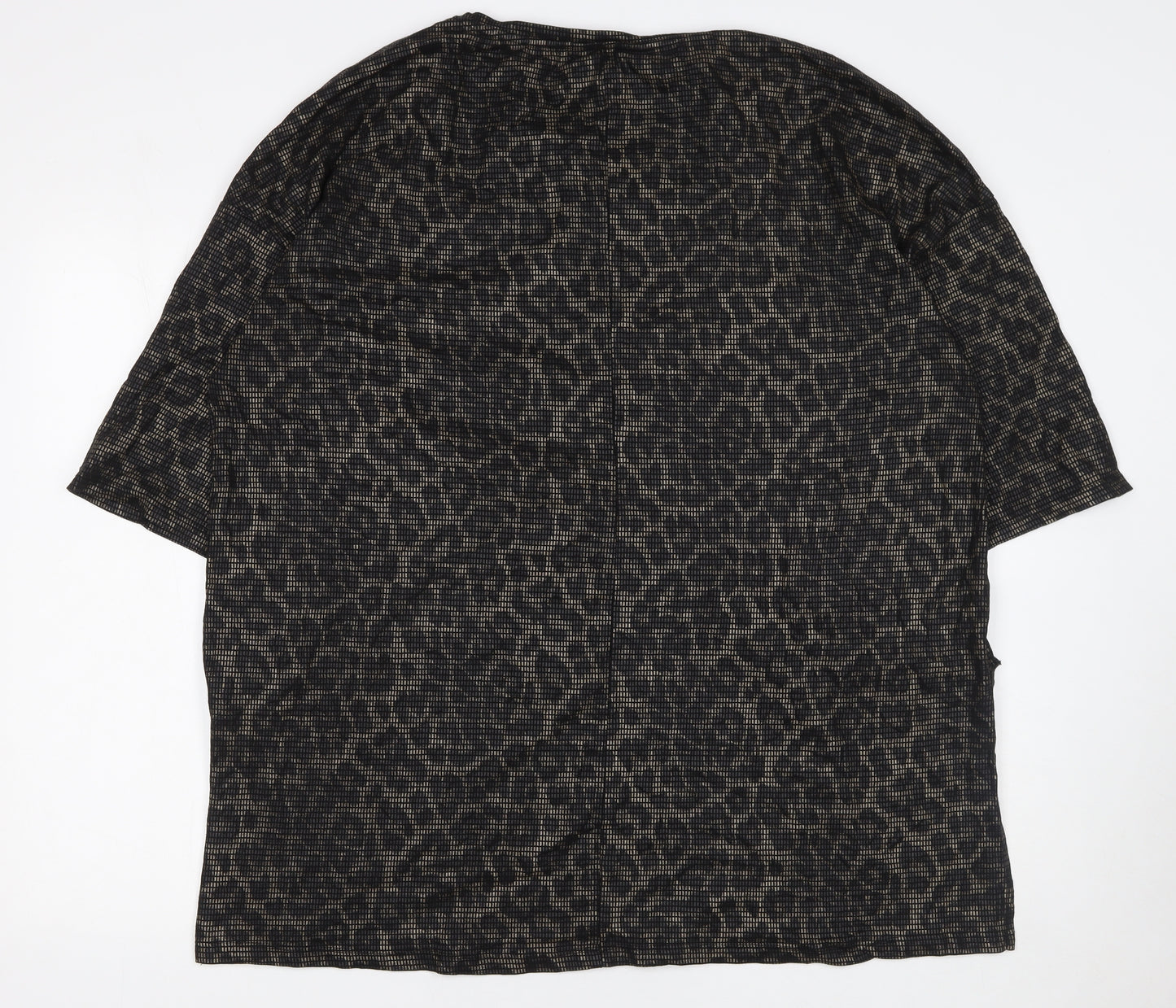 Yours Womens Black Animal Print Cotton Tunic T-Shirt Size 22