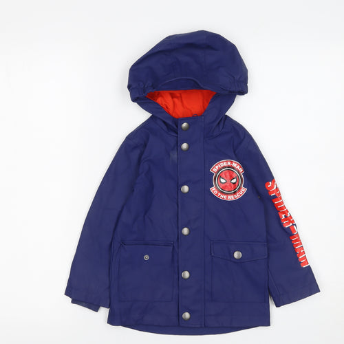 Marvel Boys Blue Spider-Man Hooded Waterproof Rain Coat Jacket 2-3 Years