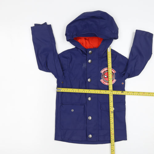 Marvel Boys Blue Spider-Man Hooded Waterproof Rain Coat Jacket 2-3 Years