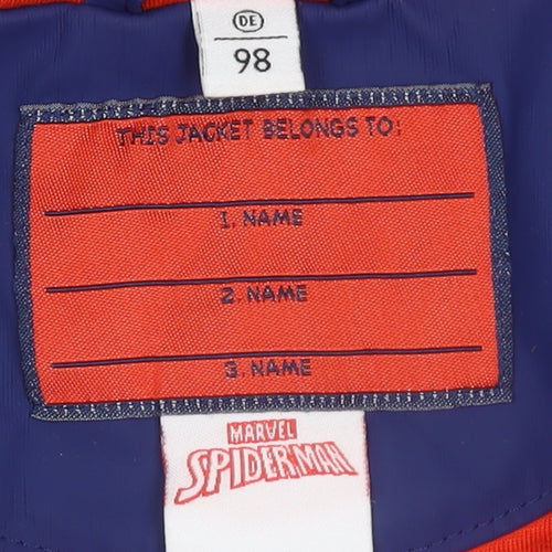 Marvel Boys Blue Spider-Man Hooded Waterproof Rain Coat Jacket 2-3 Years