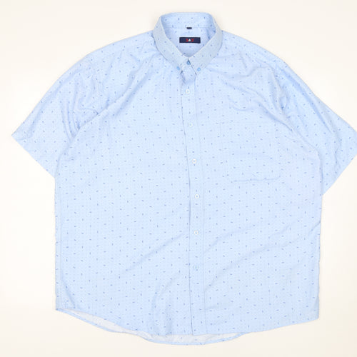 J&J Men’s Light Blue 2XL Short Sleeve Button-Up Cotton Blend Shirt