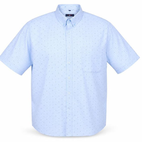 J&J Men’s Light Blue 2XL Short Sleeve Button-Up Cotton Blend Shirt
