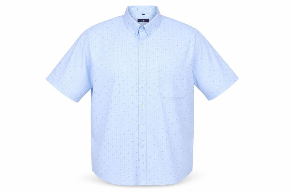 J&J Men’s Light Blue 2XL Short Sleeve Button-Up Cotton Blend Shirt