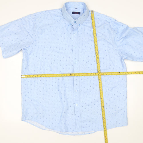 J&J Men’s Light Blue 2XL Short Sleeve Button-Up Cotton Blend Shirt