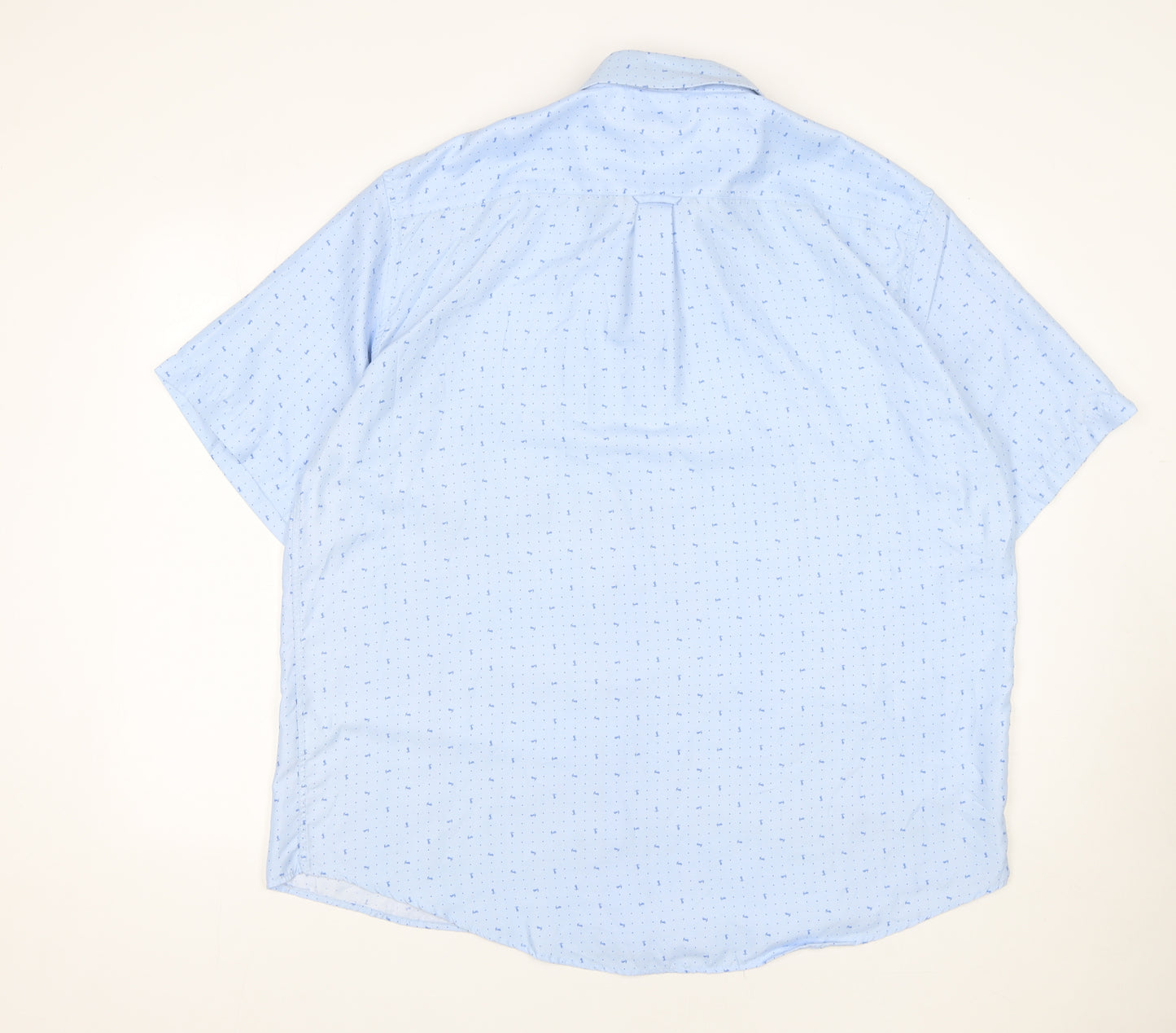 J&J Men’s Light Blue 2XL Short Sleeve Button-Up Cotton Blend Shirt