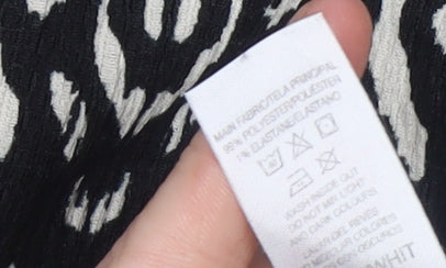 Savida Women's Black Geometric Ruffle Tunic Blouse Size 12