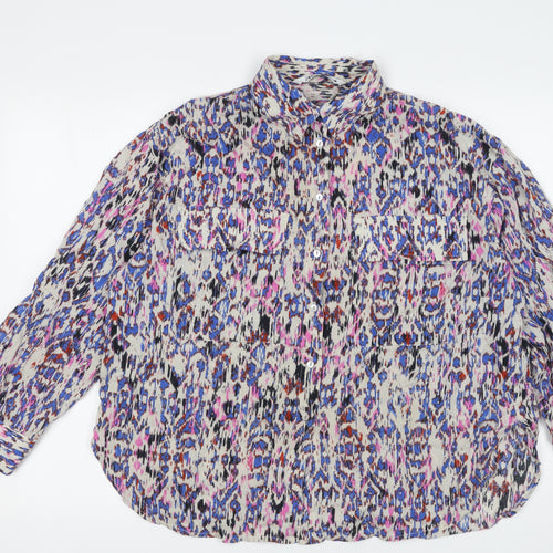 ZARA Women Multicoloured Cotton Button-Up Tunic Shirt Size S