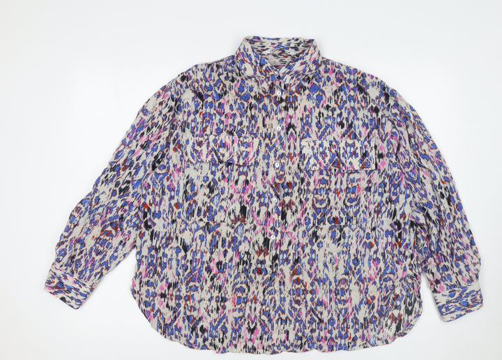 ZARA Women Multicoloured Cotton Button-Up Tunic Shirt Size S