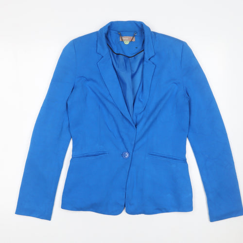 Awear Women Blue Size 10 Tailored One-Button Blazer Jacket