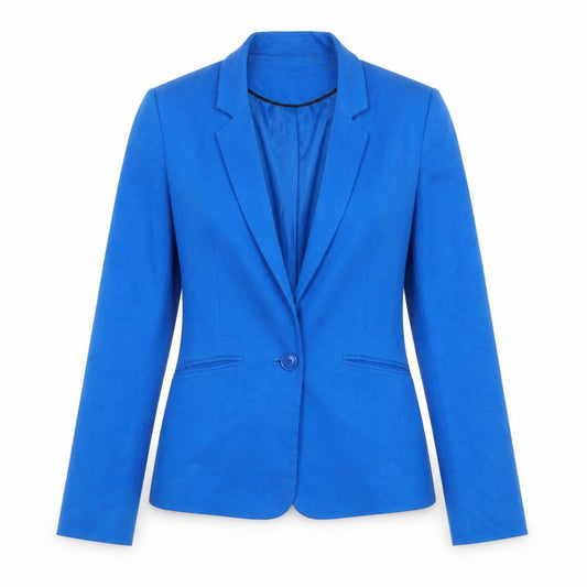 Front view of Awear Women Blue, size 10, Tailored One-Button Blazer Jacket