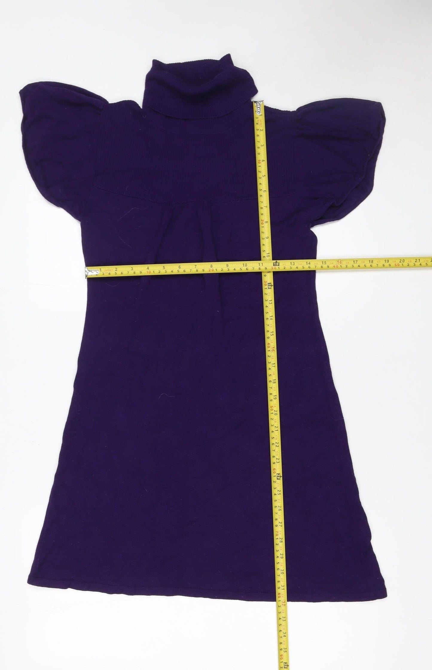 Warehouse Women’s Purple Roll Neck Knit Short Dress Size 10