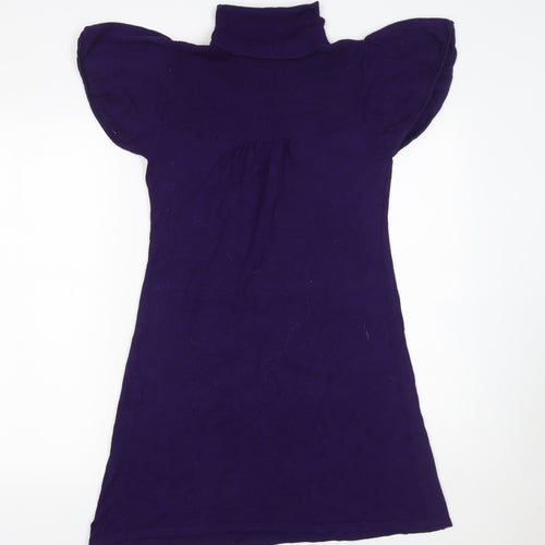 Warehouse Women’s Purple Roll Neck Knit Short Dress Size 10