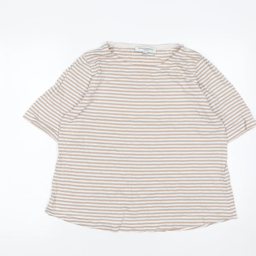 Carolyn Donnelly Women’s Beige Striped Cotton Short Sleeve T-Shirt M