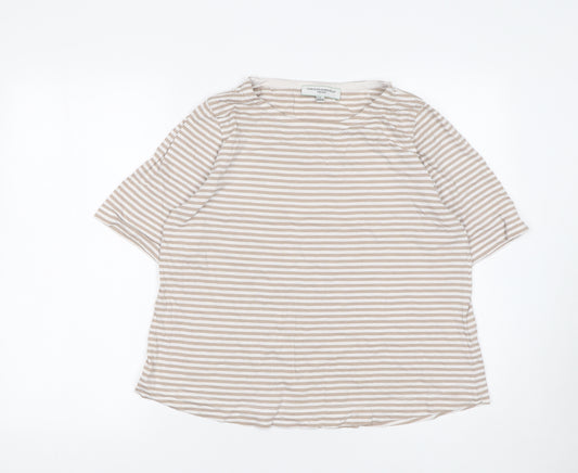 Carolyn Donnelly Women’s Beige Striped Cotton Short Sleeve T-Shirt M