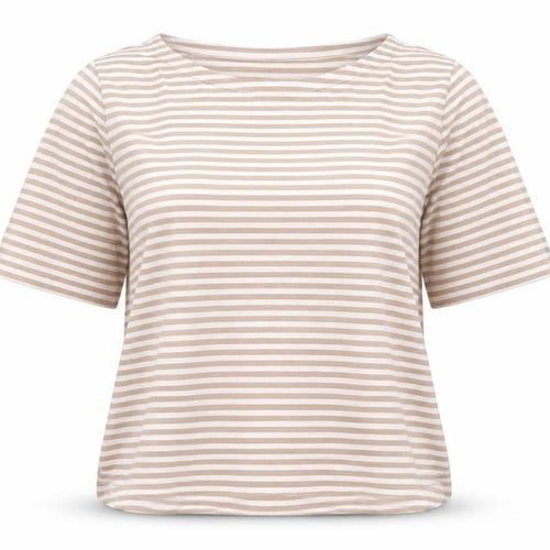 Carolyn Donnelly Women’s Beige Striped Cotton Short Sleeve T-Shirt M