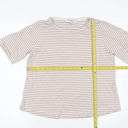 Carolyn Donnelly Women’s Beige Striped Cotton Short Sleeve T-Shirt M