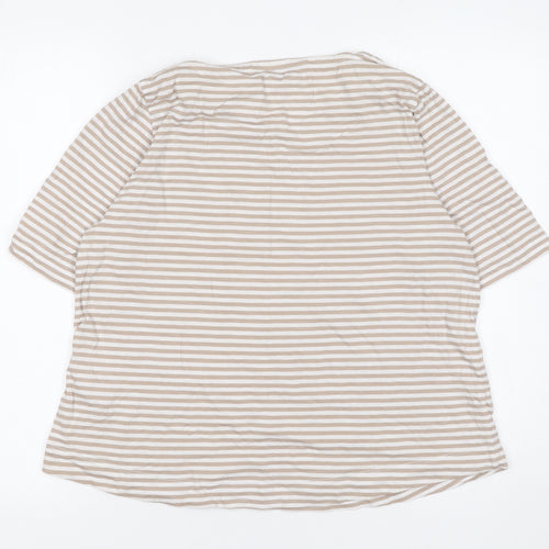 Carolyn Donnelly Women’s Beige Striped Cotton Short Sleeve T-Shirt M