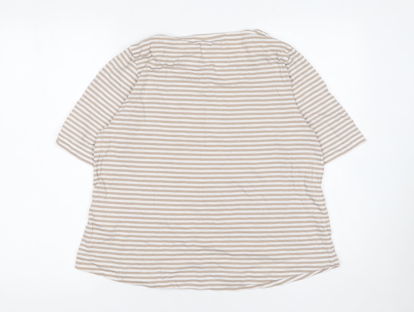 Carolyn Donnelly Women’s Beige Striped Cotton Short Sleeve T-Shirt M