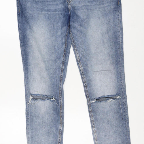 Ringspun Men's Blue Skinny Distressed Stretch Denim Jeans W36 L32