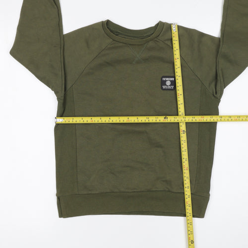 Primark Boys Green Pullover Sweatshirt 9-10 Years Crew Neck Graphic Print