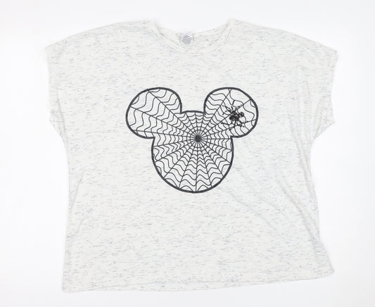 Disney Women White Mickey Mouse Web Print Relaxed T-Shirt Size 20