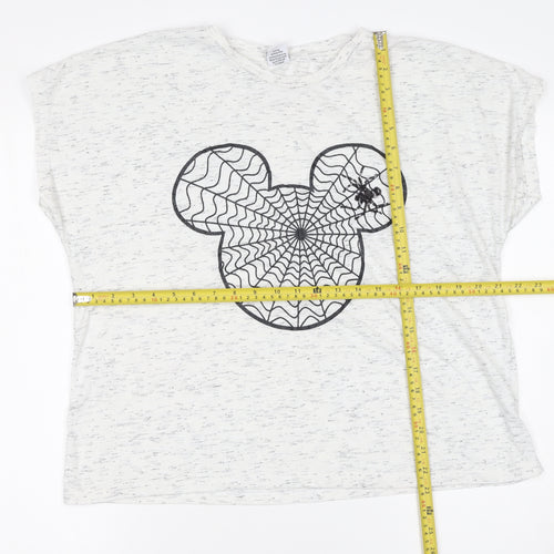 Disney Women White Mickey Mouse Web Print Relaxed T-Shirt Size 20