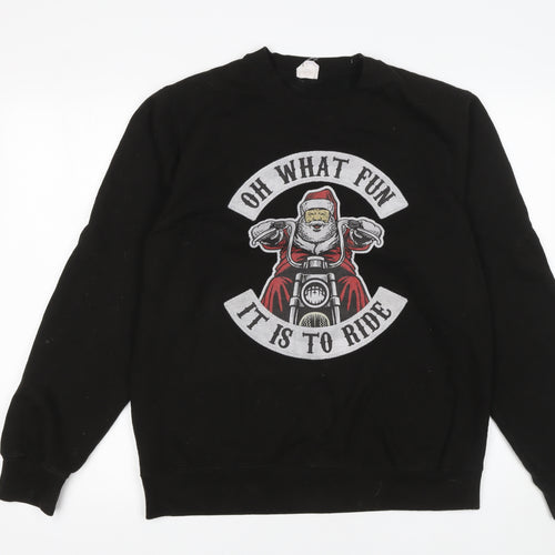 AWDis Men's Black Santa Biker Christmas Sweatshirt M