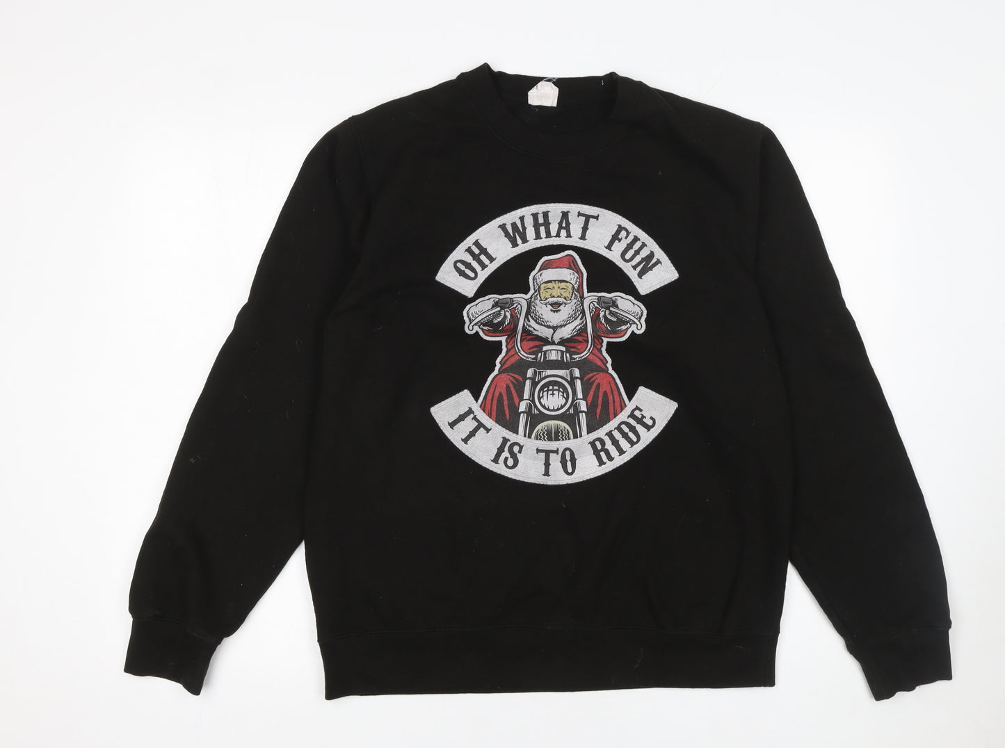 AWDis Men's Black Santa Biker Christmas Sweatshirt M
