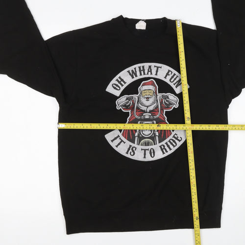 AWDis Men's Black Santa Biker Christmas Sweatshirt M