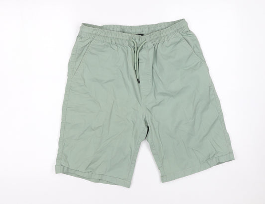 Yousta Men’s Green Chino Shorts Size M Relaxed Fit Elastic Waist