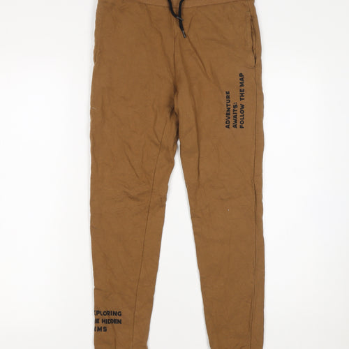 Destination Boys Brown 12 Years Jogger Trousers 100% Cotton Fleece Pants
