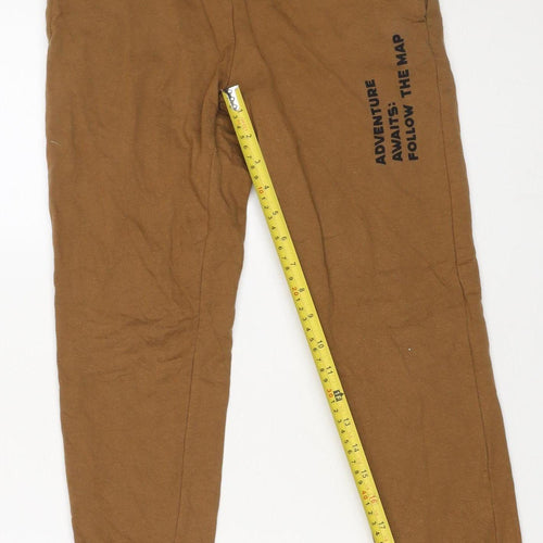 Destination Boys Brown 12 Years Jogger Trousers 100% Cotton Fleece Pants