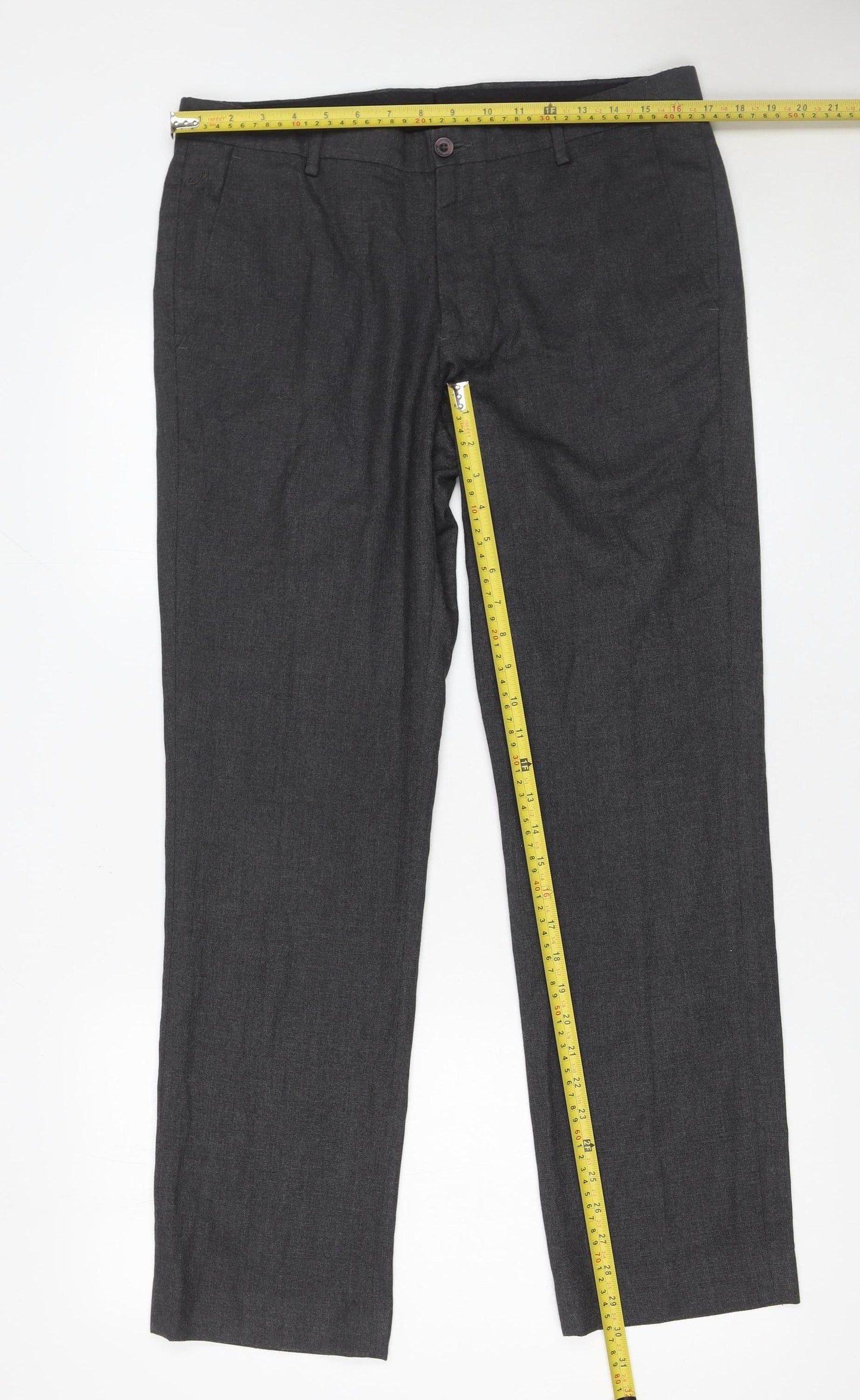 John Miller Mens Grey Slim Fit Dress Pants Trousers 86 cm L