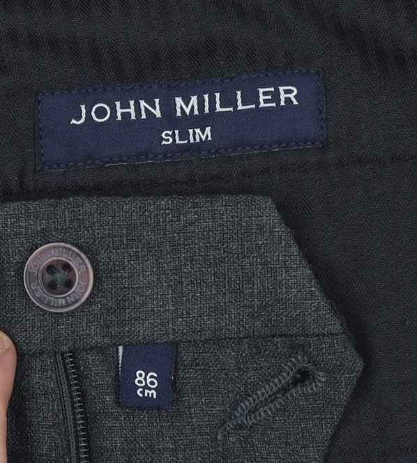 John Miller Mens Grey Slim Fit Dress Pants Trousers 86 cm L