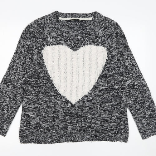 Heart & Soul Women's Black White Heart Knit Jumper Size 12