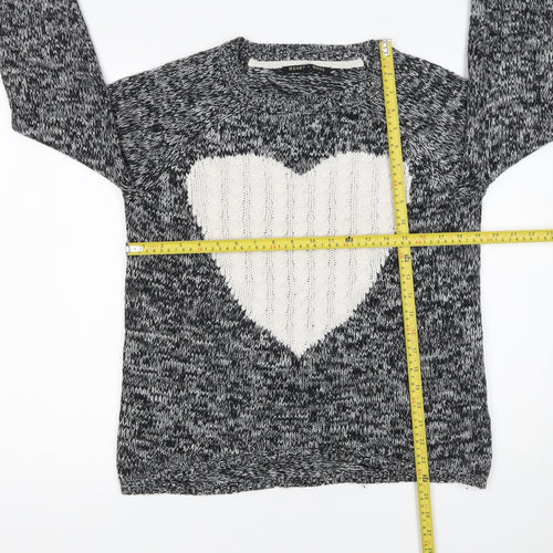 Heart & Soul Women's Black White Heart Knit Jumper Size 12