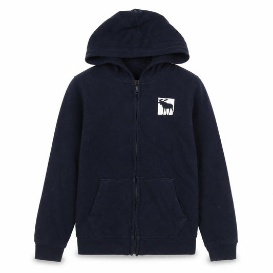 Front view of Abercrombie & Fitch Kids boys’ black full zip fleece hoodie 11-12 years