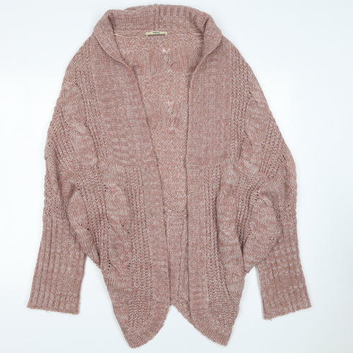 Oasis Womens Pink Chunky Knit Open Cardigan L