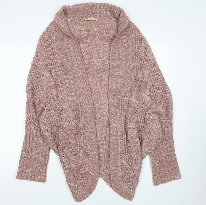 Oasis Womens Pink Chunky Knit Open Cardigan L