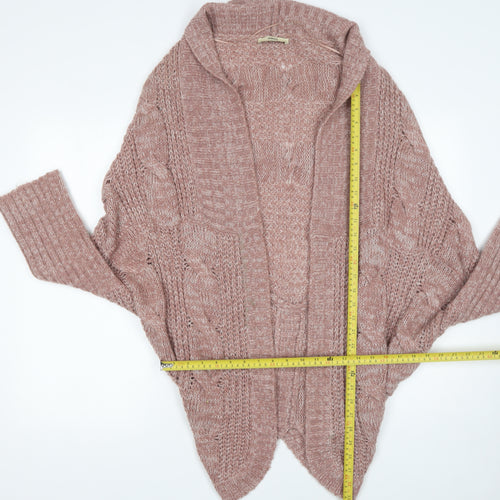 Oasis Womens Pink Chunky Knit Open Cardigan L