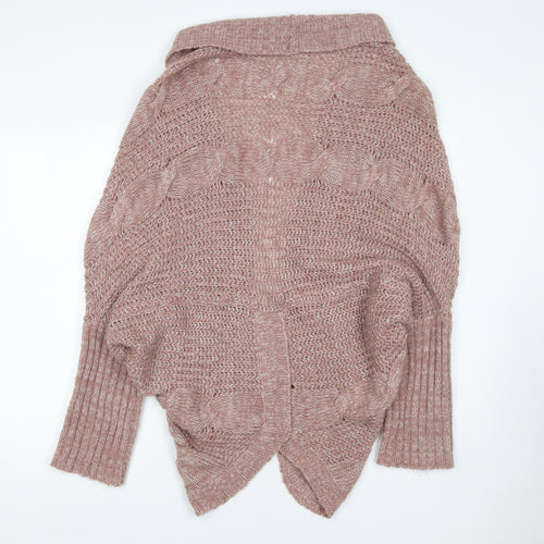 Oasis Womens Pink Chunky Knit Open Cardigan L