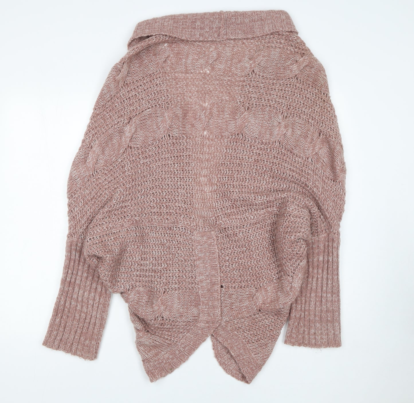 Oasis Womens Pink Chunky Knit Open Cardigan L