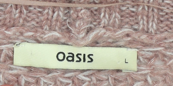 Oasis Womens Pink Chunky Knit Open Cardigan L