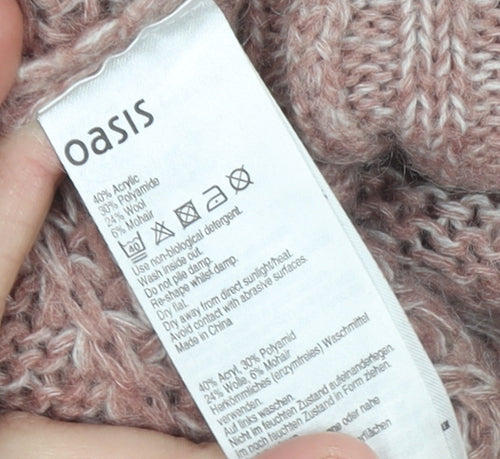 Oasis Womens Pink Chunky Knit Open Cardigan L